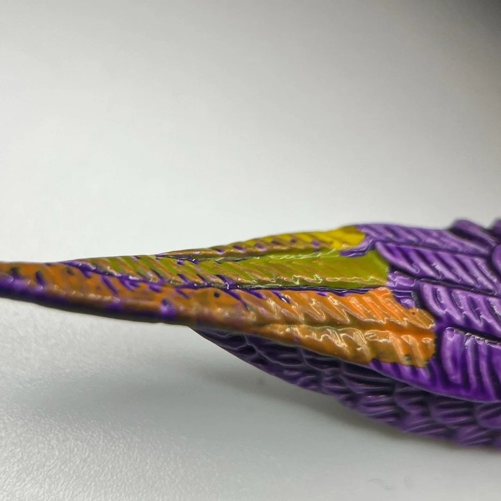 Vintage Purple & Yellow Enamel Classic Fashion Bird Parrot Figural Brooch Pin‎